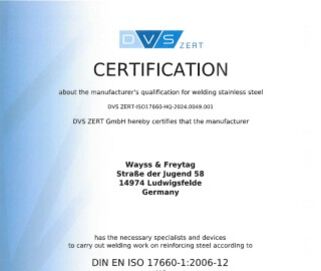 Manufacturer's qualification for welding stainless steel