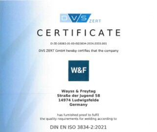 Quality requirements for welding according to DIN EN ISO 3834-2:2021